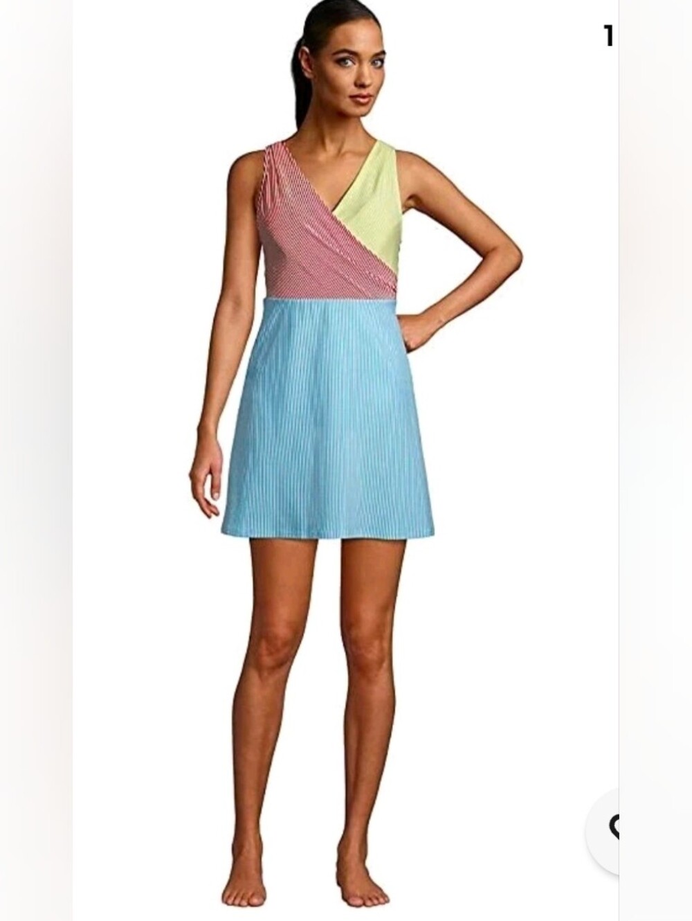 Lands' End Women's Tummy Control Swim Dress W/Shorts Size 14( Large)